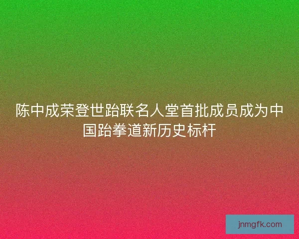 陈中成荣登世跆联名人堂首批成员成为中国跆拳道新历史标杆