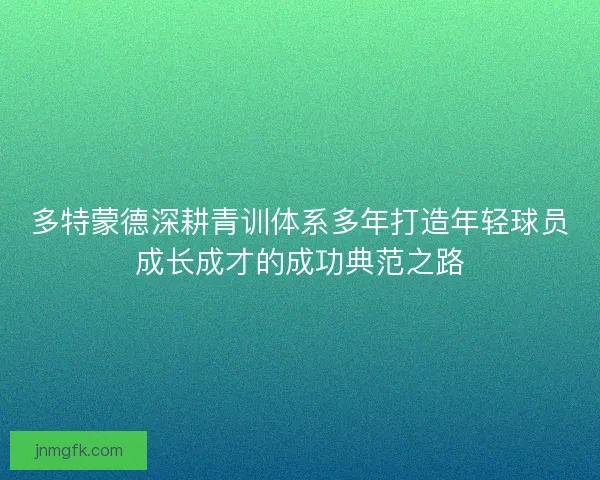 多特蒙德深耕青训体系多年打造年轻球员成长成才的成功典范之路